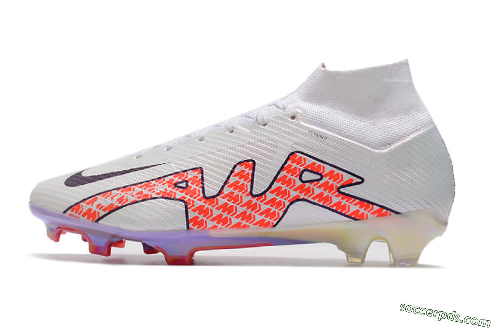 Nike Air Zoom Mercurial Superfly 9 Elite FG High-Tops Football Boots - White/Red 2