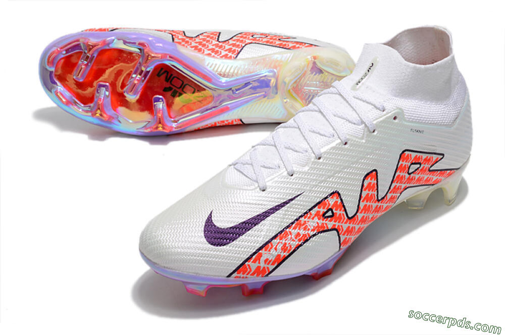 Nike Air Zoom Mercurial Superfly 9 Elite FG High-Tops Football Boots - White/Red 3