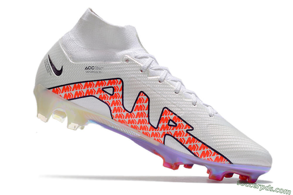 Nike Air Zoom Mercurial Superfly 9 Elite FG High-Tops Football Boots - White/Red 4