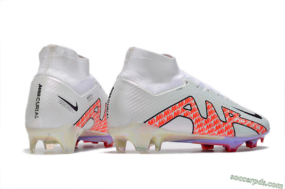 Nike Air Zoom Mercurial Superfly 9 Elite FG High-Tops Football Boots - White/Red 6