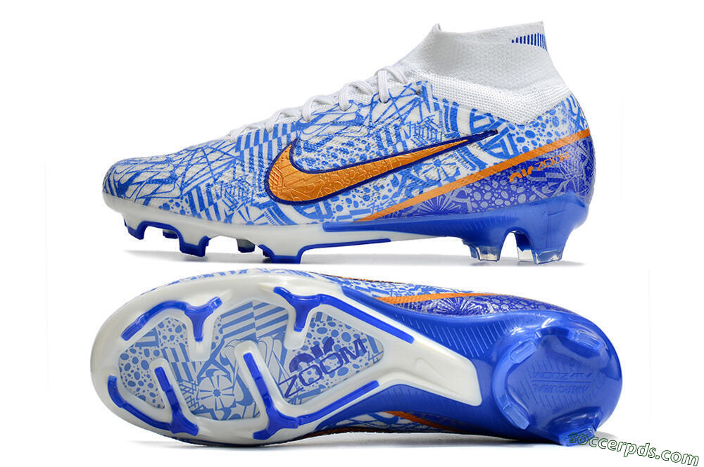 Nike Air Zoom Mercurial Superfly 9 Elite FG High-Tops Football Boots - White/Blue/Red 0