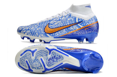 Nike Air Zoom Mercurial Superfly 9 Elite FG High-Tops Football Boots - White/Blue/Red