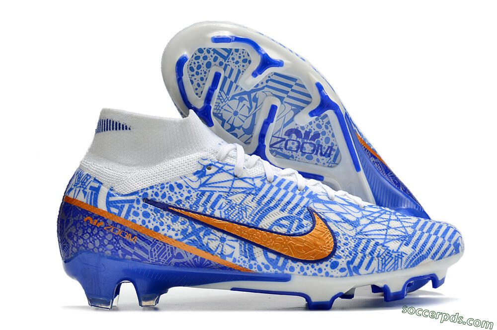 Nike Air Zoom Mercurial Superfly 9 Elite FG High-Tops Football Boots - White/Blue/Red 1