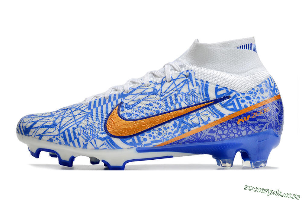 Nike Air Zoom Mercurial Superfly 9 Elite FG High-Tops Football Boots - White/Blue/Red 2