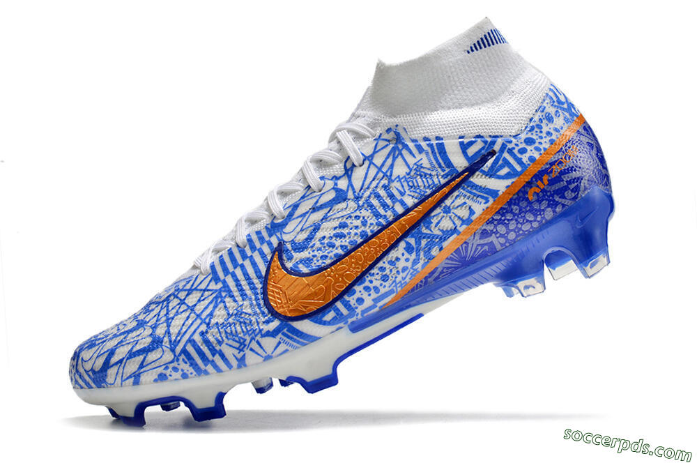 Nike Air Zoom Mercurial Superfly 9 Elite FG High-Tops Football Boots - White/Blue/Red 5