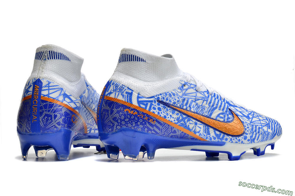 Nike Air Zoom Mercurial Superfly 9 Elite FG High-Tops Football Boots - White/Blue/Red 6
