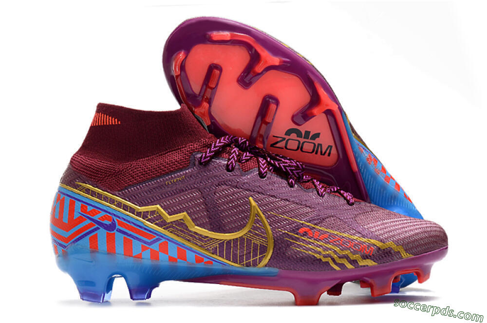 Nike Air Zoom Mercurial Superfly 9 Elite FG High-Tops Football Boots - Purple/Blue/Gold 1