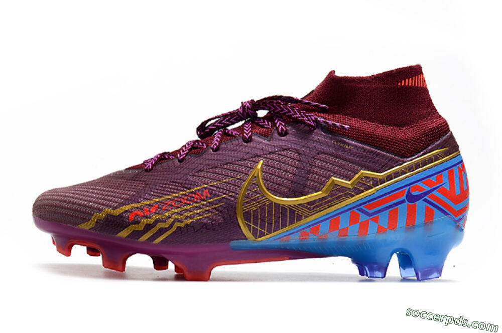 Nike Air Zoom Mercurial Superfly 9 Elite FG High-Tops Football Boots - Purple/Blue/Gold 2