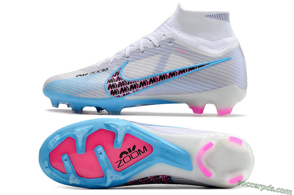 Nike Air Zoom Mercurial Superfly 9 Elite FG High-Tops Football Boots - White/Blue/Pink 0