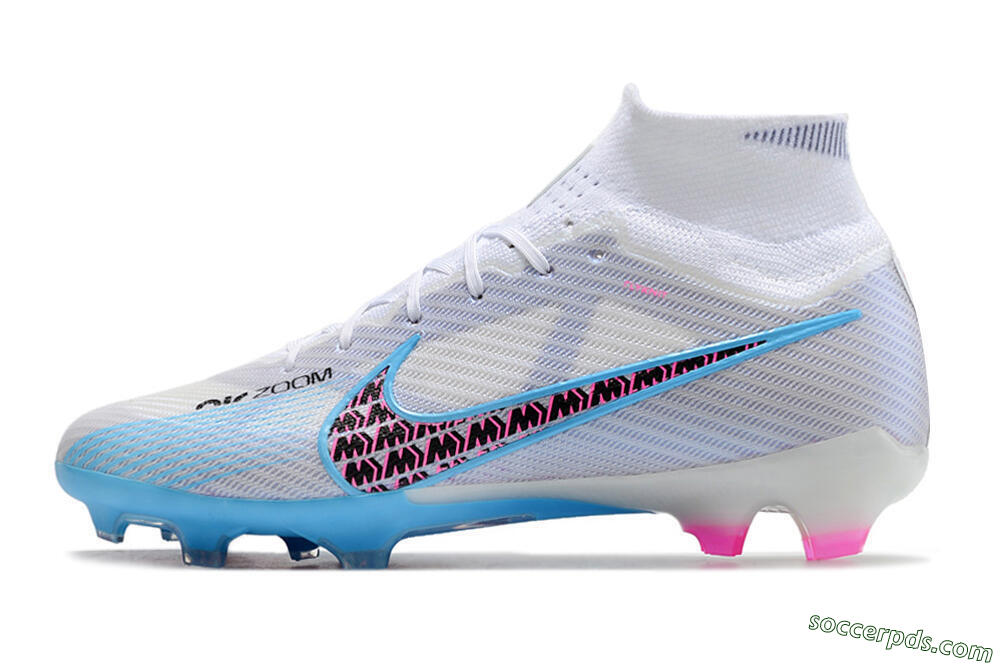 Nike Air Zoom Mercurial Superfly 9 Elite FG High-Tops Football Boots - White/Blue/Pink 2