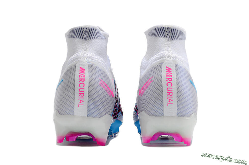 Nike Air Zoom Mercurial Superfly 9 Elite FG High-Tops Football Boots - White/Blue/Pink 5
