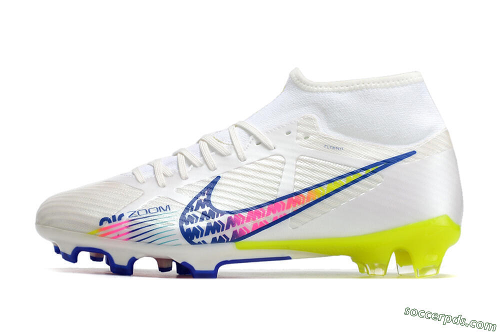 Nike Air Zoom Mercurial Superfly 9 Elite FG High-Tops Football Boots - White/Pink/Blue 2