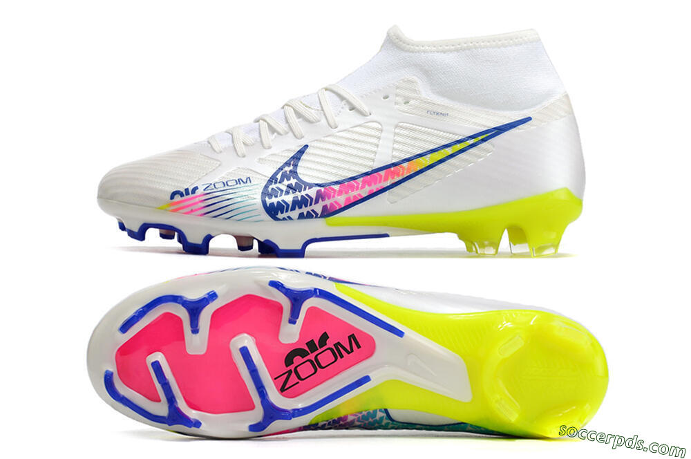 Nike Air Zoom Mercurial Superfly 9 Elite FG High-Tops Football Boots - White/Blue/Pink/Green 0