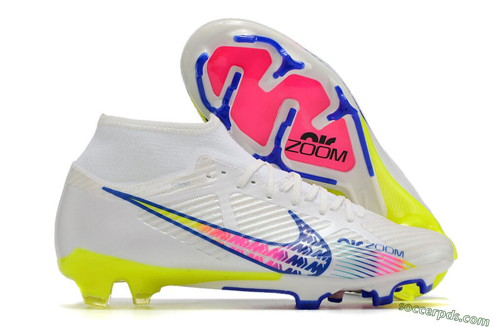 Nike Air Zoom Mercurial Superfly 9 Elite FG High-Tops Football Boots - White/Blue/Pink/Green 1