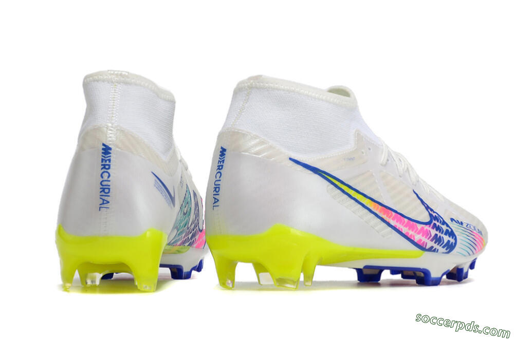 Nike Air Zoom Mercurial Superfly 9 Elite FG High-Tops Football Boots - White/Blue/Pink/Green 6