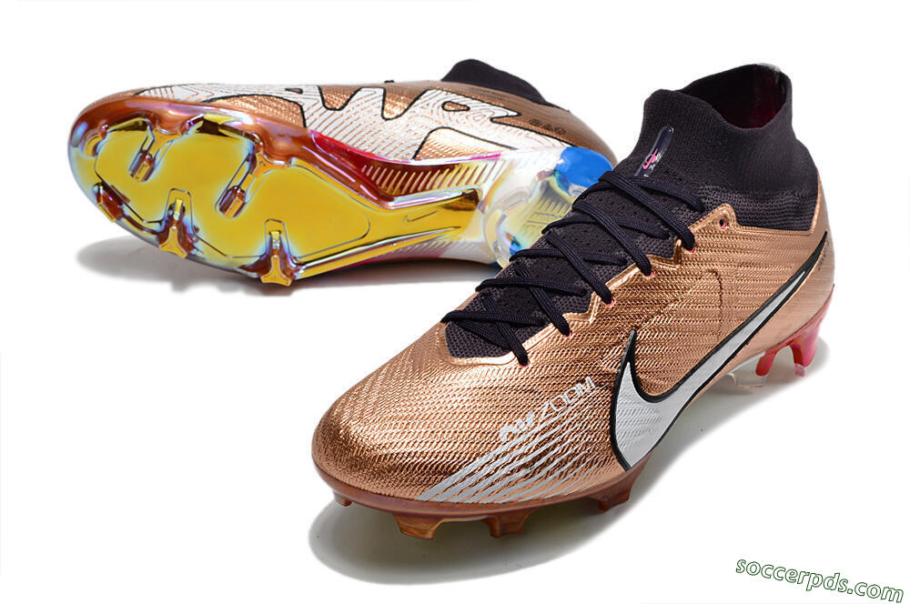 Nike Air Zoom Mercurial Vapor 15 Elite FG High-Tops Football Boots - Gold/White/Black 3
