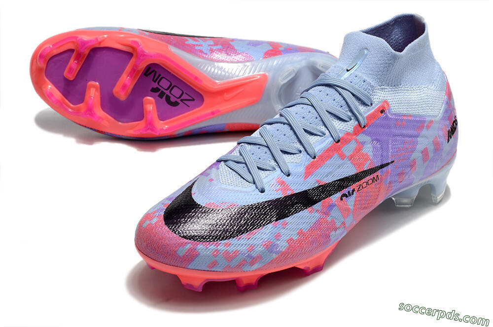 Nike Air Zoom Mercurial Superfly 9 Elite FG High-Tops Football Boots - Blue/Purple/Pink 3