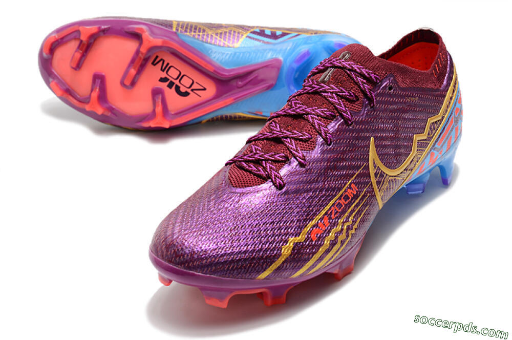 Nike Air Zoom Mercurial Vapor 15 Elite FG Low-Tops Football Boots - Purple/Blue/Gold 3