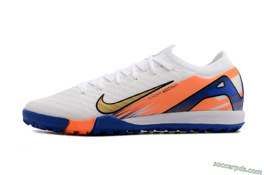 Nike Air Zoom Mercurial Vapor 16 Elite TF Low-Tops Football Shoes - White/Orange/Blue 2