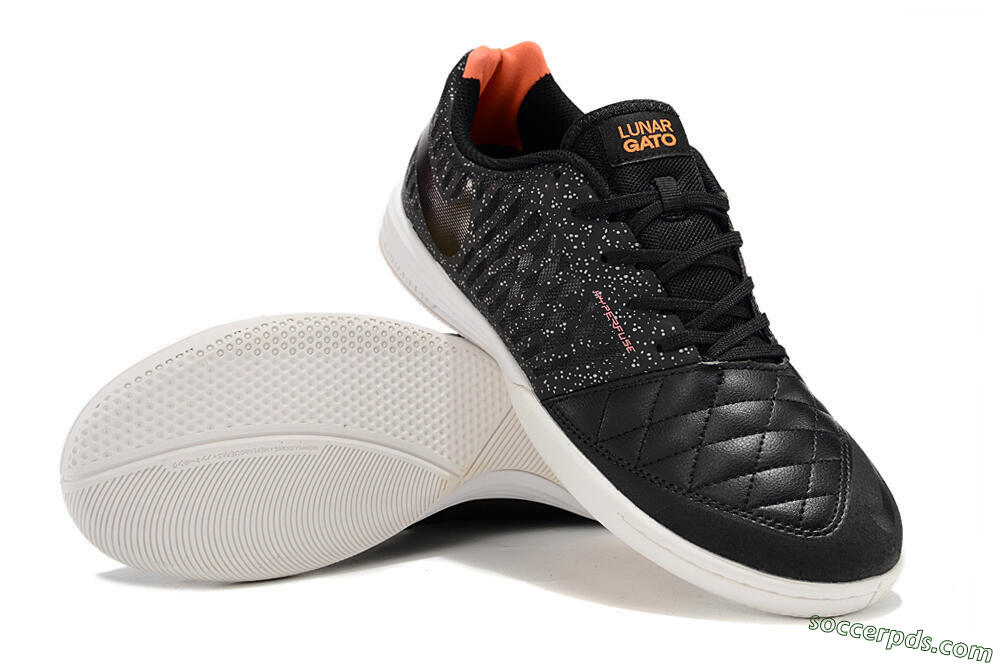 Nike Lunar Gato 2 TF Low-Tops Football Shoes - Black/White/Orange 3