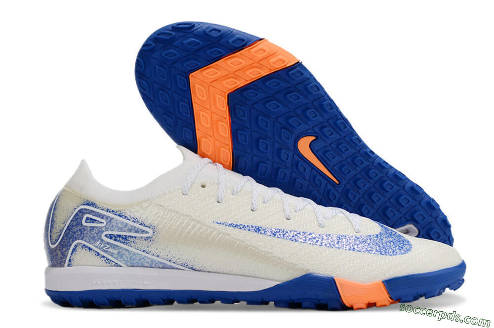 Nike Air Zoom Mercurial Vapor 16 Elite TF Low-Tops Football Shoes - White/Blue/Orange 1
