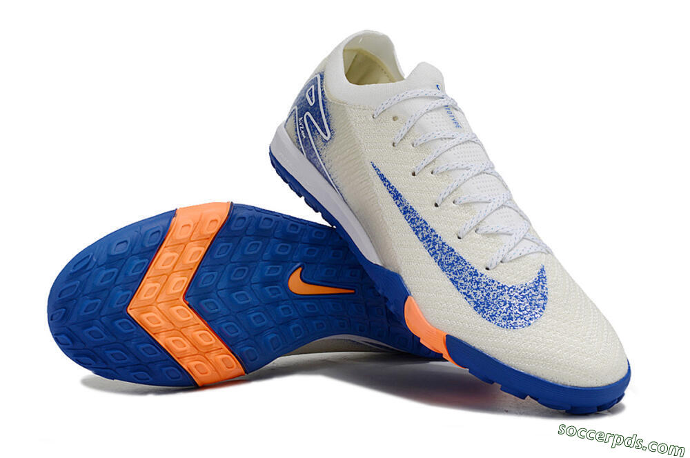 Nike Air Zoom Mercurial Vapor 16 Elite TF Low-Tops Football Shoes - White/Blue/Orange 4