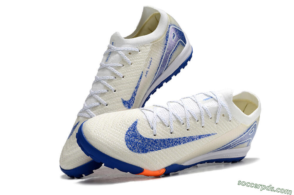 Nike Air Zoom Mercurial Vapor 16 Elite TF Low-Tops Football Shoes - White/Blue/Orange 5