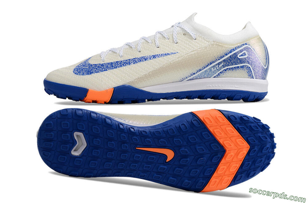 Nike Air Zoom Mercurial Vapor 16 Elite TF Low-Tops Football Shoes - White/Blue/Orange 0