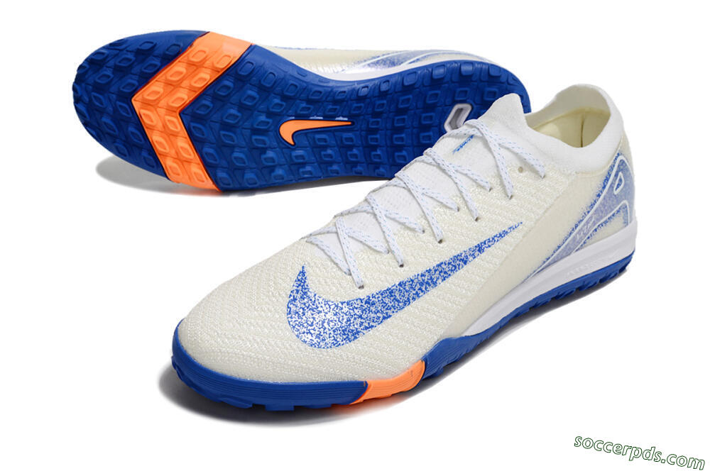 Nike Air Zoom Mercurial Vapor 16 Elite TF Low-Tops Football Shoes - White/Blue/Orange 3