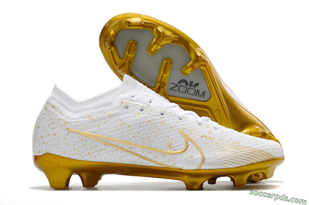 Nike Air Zoom Mercurial Vapor 15 Elite FG Low-Tops Football Boots - White/Gold 1