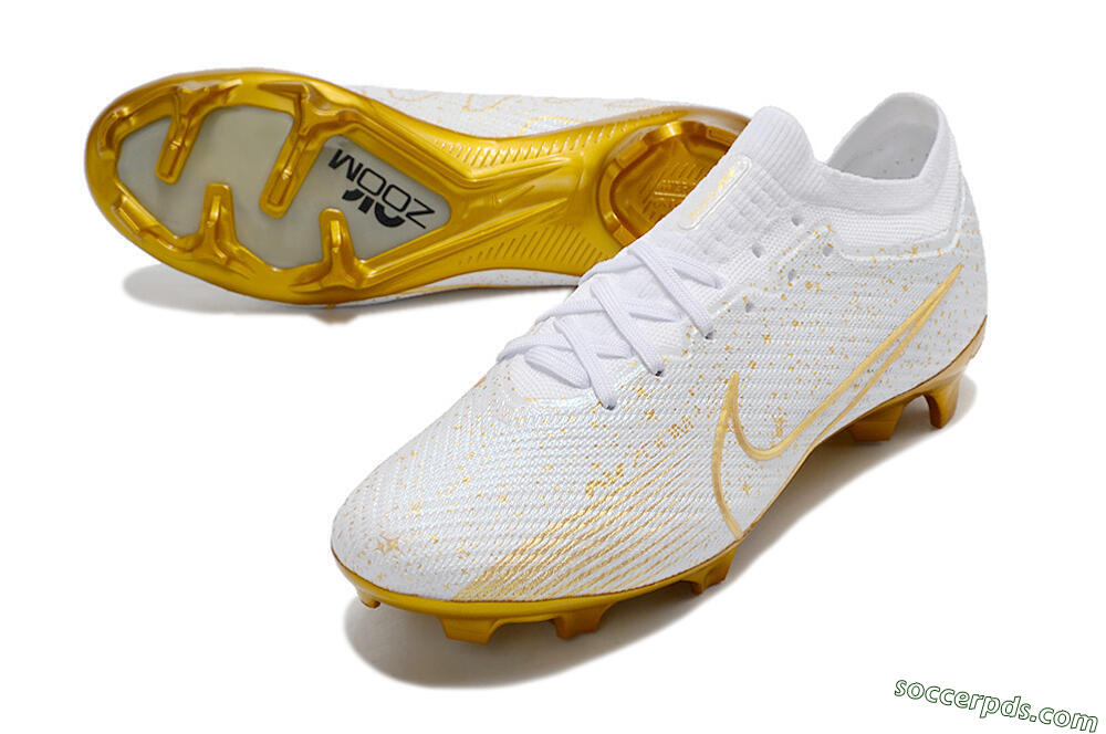 Nike Air Zoom Mercurial Vapor 15 Elite FG Low-Tops Football Boots - White/Gold 3