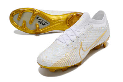 Nike Air Zoom Mercurial Vapor 15 Elite FG Low-Tops Football Boots - White/Gold