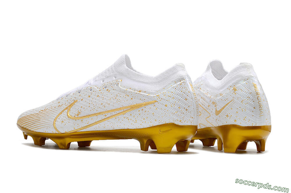 Nike Air Zoom Mercurial Vapor 15 Elite FG Low-Tops Football Boots - White/Gold 4