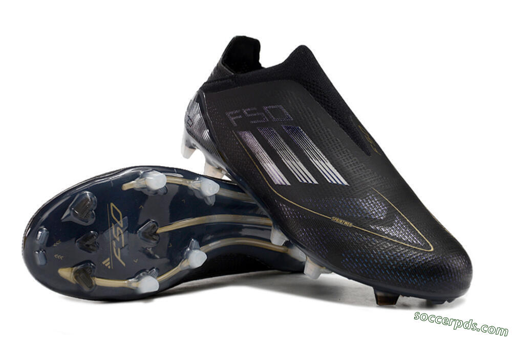 Adidas F50+ Adizero FG Low-Tops Football Boots - Black/Purple/Gold 3