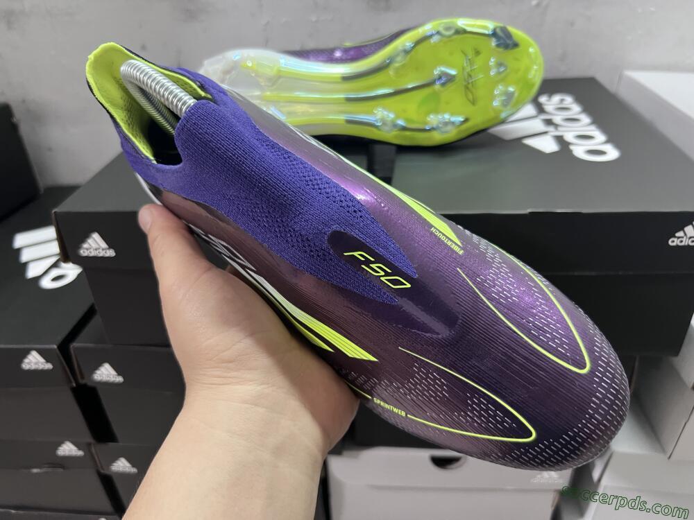 Adidas F50+ Adizero FG Low-Tops Football Boots - Purple/Yellow/Blue