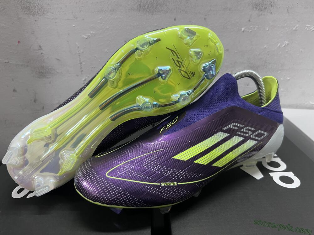 Adidas F50+ Adizero FG Low-Tops Football Boots - Purple/Yellow/Blue
