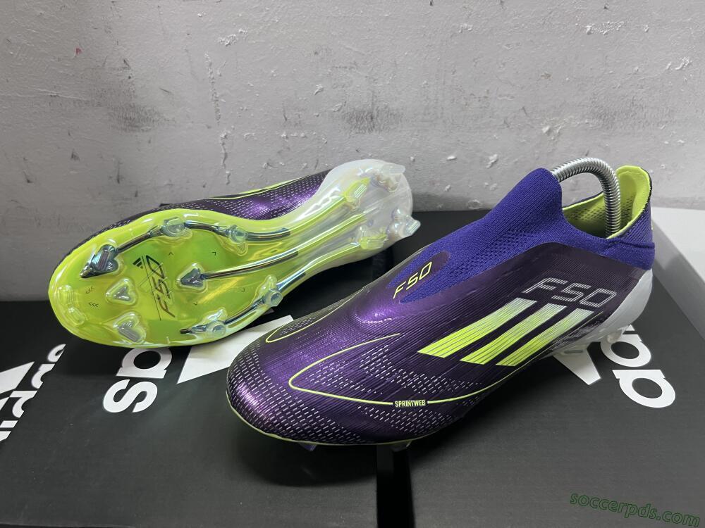 Adidas F50+ Adizero FG Low-Tops Football Boots - Purple/Yellow/Blue