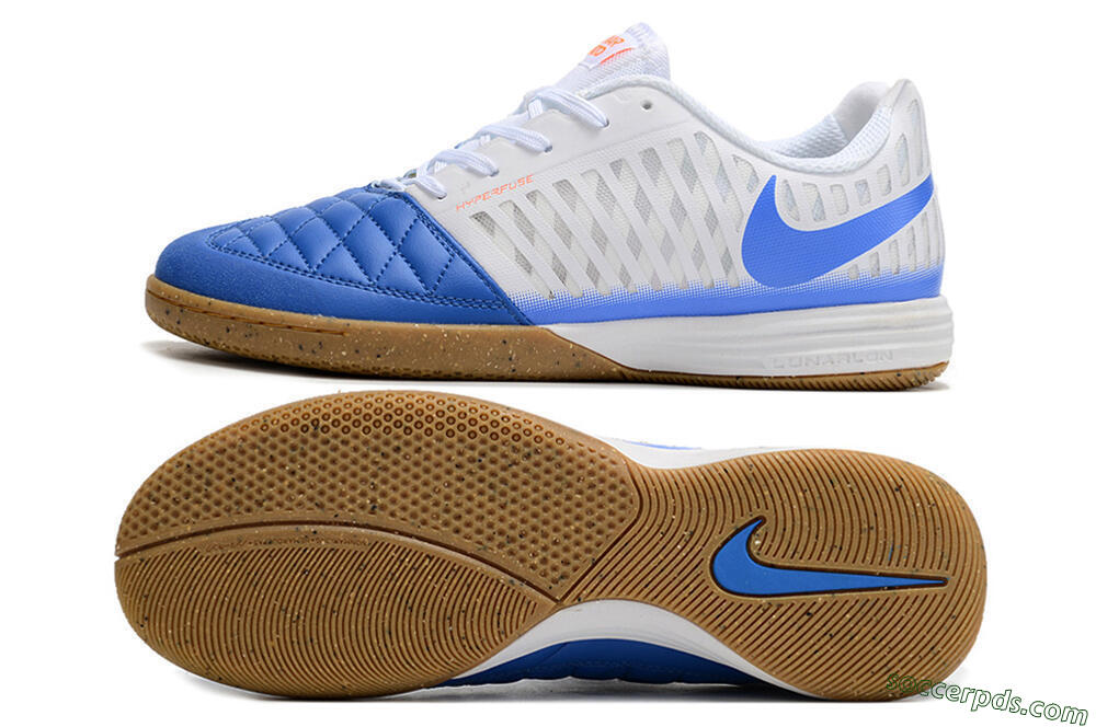 Nike Lunar Gato 2 IC Low-Tops Football Shoes - White/Blue 0
