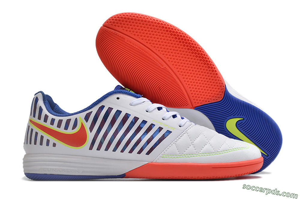 Nike Lunar Gato 2 IC Low-Tops Football Shoes - White/Blue/Red 1