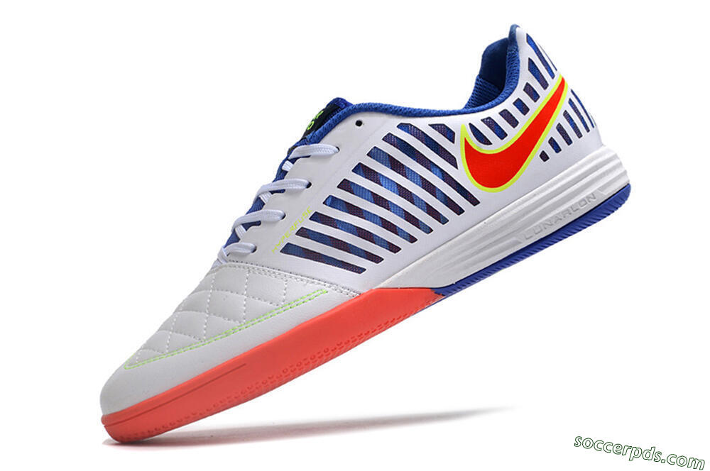 Nike Lunar Gato 2 IC Low-Tops Football Shoes - White/Blue/Red 5