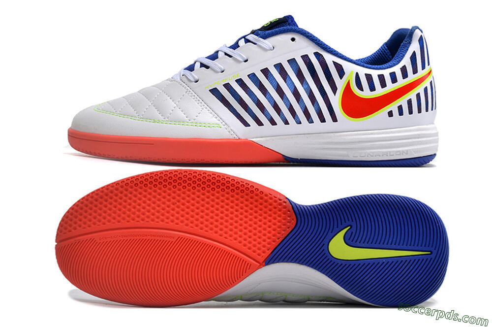 Nike Lunar Gato 2 IC Low-Tops Football Shoes - White/Blue/Red 0
