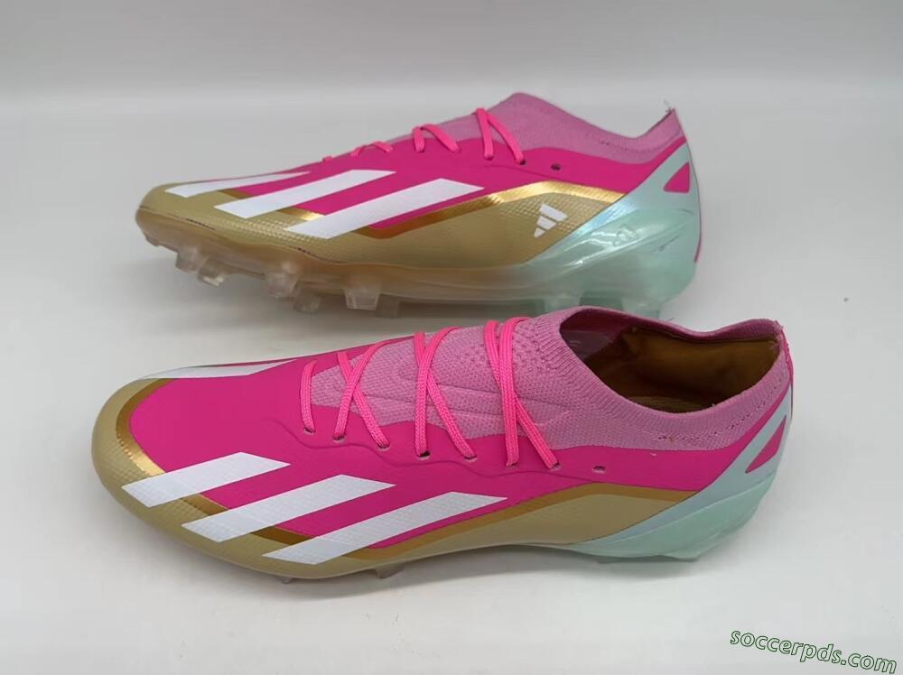 Adidas X Crazyfast+ Laceless FG Low-Tops Football Boots - Pink/White/Gold/Jade