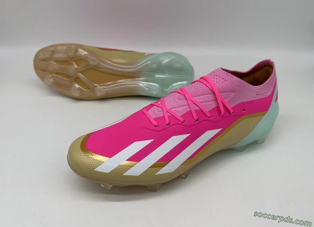 Adidas X Crazyfast+ Laceless FG Low-Tops Football Boots - Pink/White/Gold/Jade
