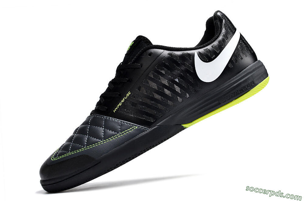 Nike Lunar Gato 2 IC Low-Tops Football Shoes - Black/White/Yellow 4
