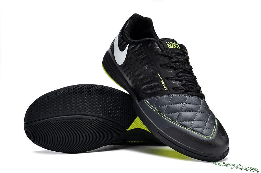 Nike Lunar Gato 2 IC Low-Tops Football Shoes - Black/White/Yellow 3