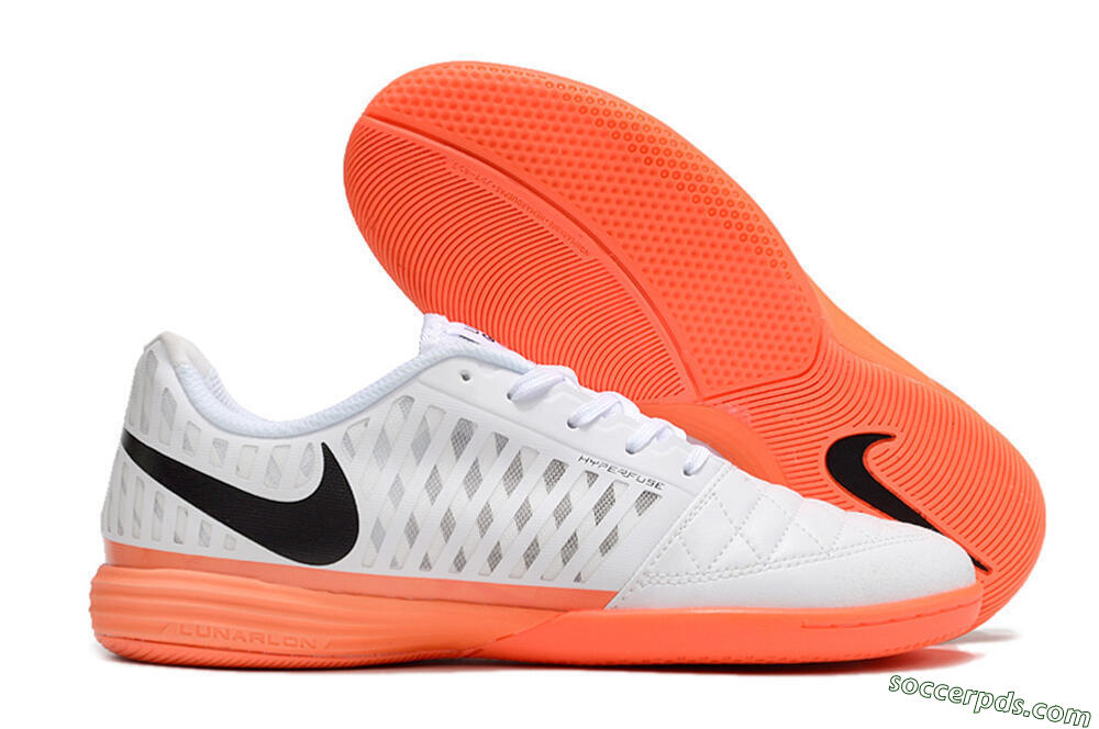 Nike Lunar Gato 2 IC Low-Tops Football Shoes - White/Black/Orange 1