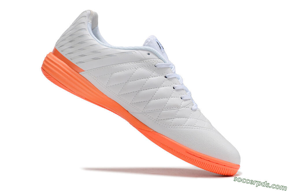 Nike Lunar Gato 2 IC Low-Tops Football Shoes - White/Black/Orange 4