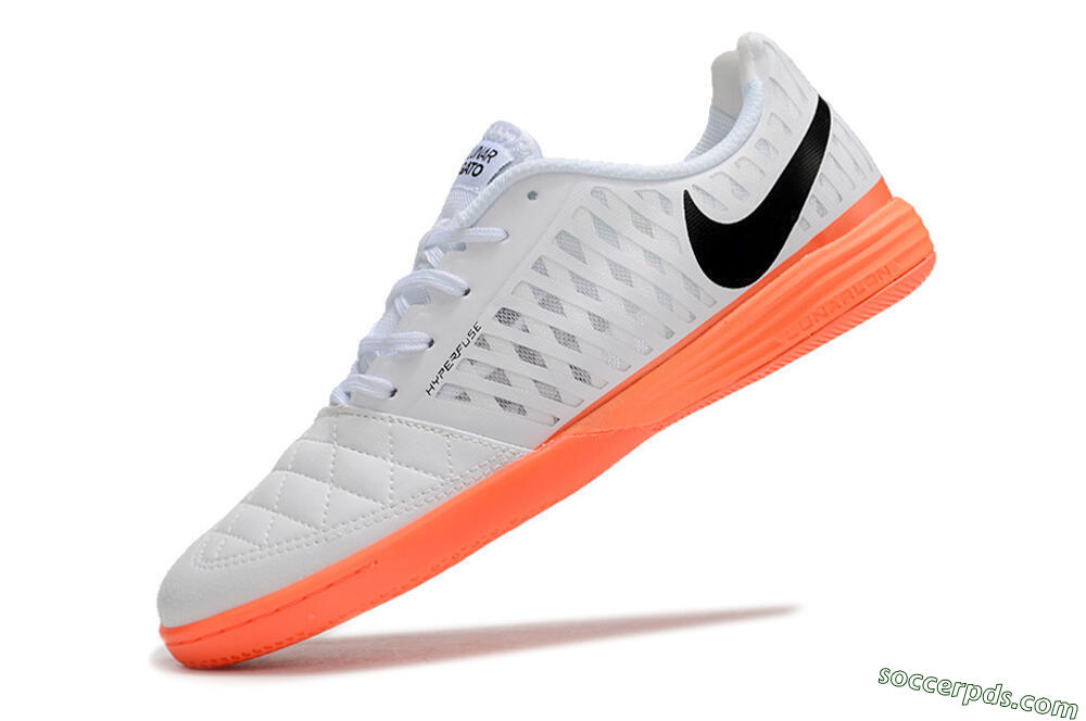 Nike Lunar Gato 2 IC Low-Tops Football Shoes - White/Black/Orange 5