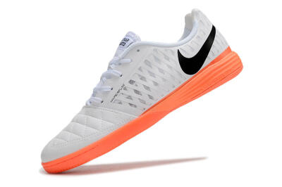Nike Lunar Gato 2 IC Low-Tops Football Shoes - White/Black/Orange