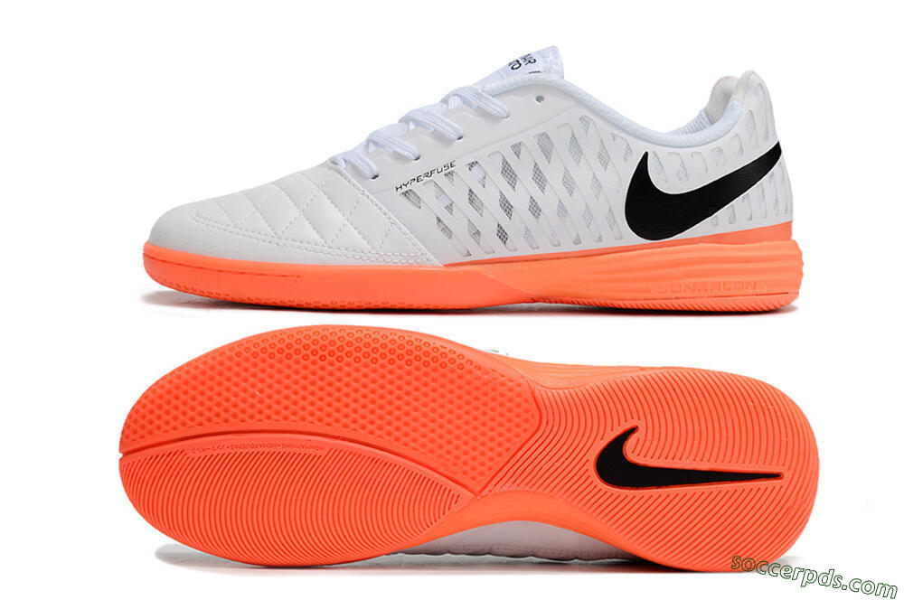 Nike Lunar Gato 2 IC Low-Tops Football Shoes - White/Black/Orange 0